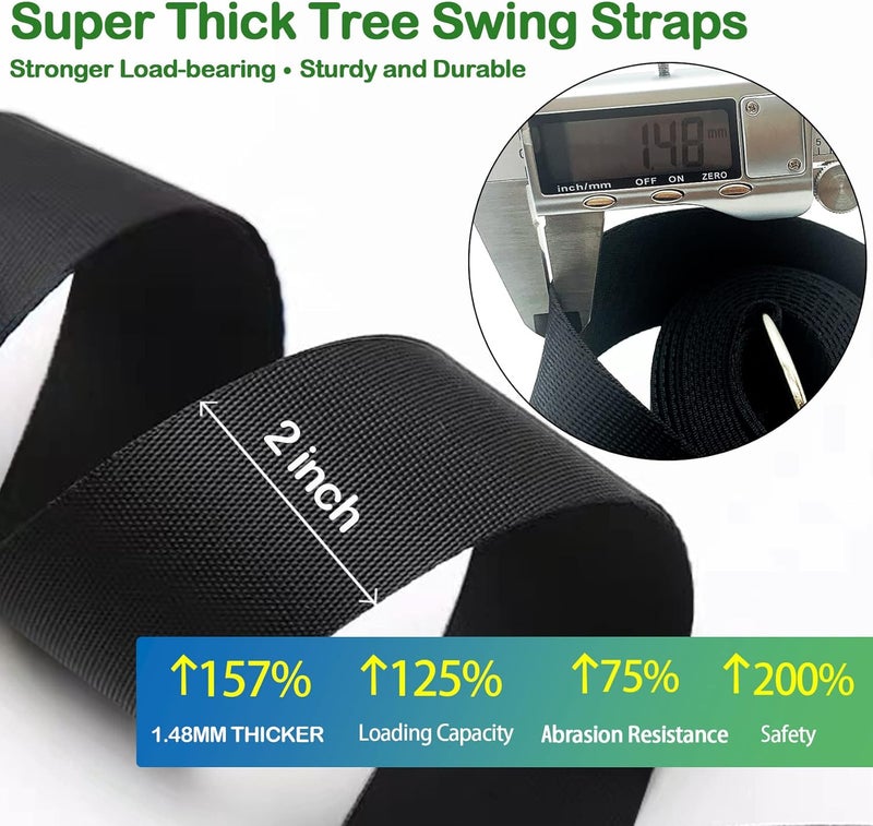 Veriluck Tree Swing Straps Hanging Kit - 3FT/8FT/15FT/20FT/30FT, Strong & Durable - Holds Up to 5000lbs - Adjustable Tree Swing Straps Fit for All Swings, Hammocks, Safer & Easy Installation(3 FT) - Image 2